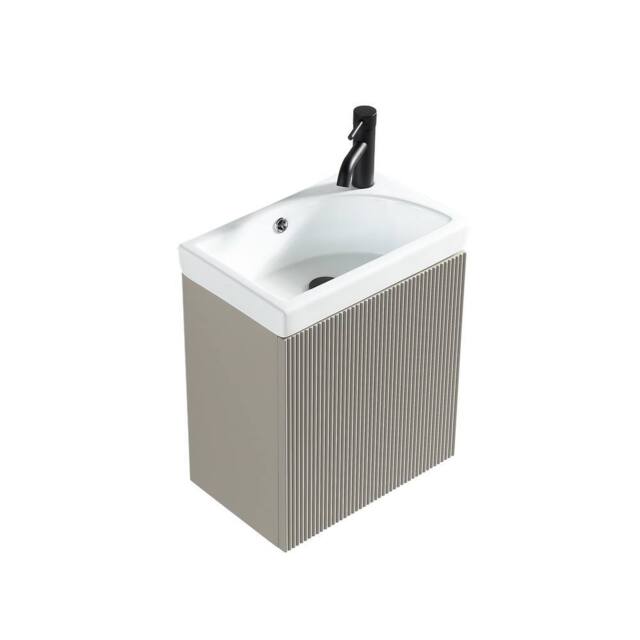 Bathroom Kingdom Flauto Soft Coffee Wall Hung Cloakroom Vanity Basin 450mm in Taupe - image 1