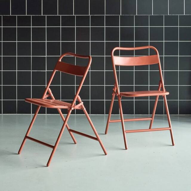 sweeek Set of 2 folding steel garden chairs in Terracotta - image 1