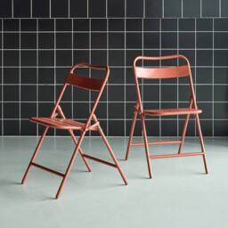 sweeek Set of 2 folding steel garden chairs in Terracotta - thumbnail 3