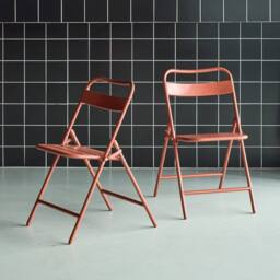 sweeek Set of 2 folding steel garden chairs in Terracotta