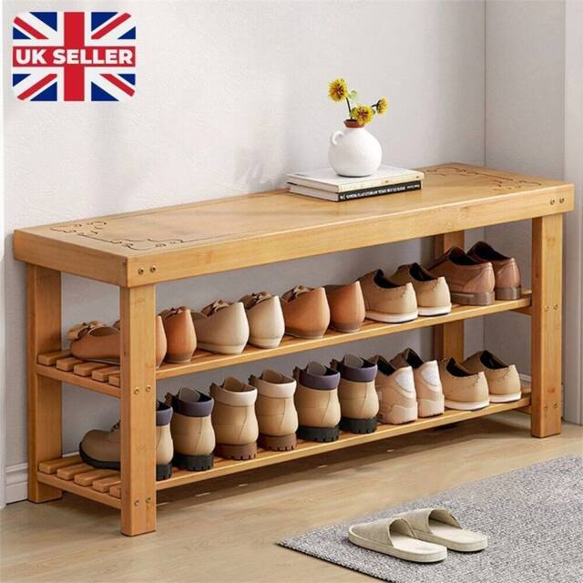 Nordara 3 Tier Wooden Shoe Storage Bench With Seating For Hallway in Brown - image 1