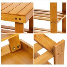 Nordara 3 Tier Wooden Shoe Storage Bench With Seating For Hallway in Brown - thumbnail 4