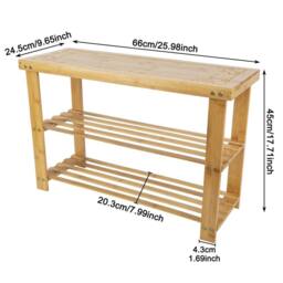 Nordara 3 Tier Wooden Shoe Storage Bench With Seating For Hallway in Brown - thumbnail 2