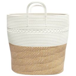 Berkfield Home Storage Basket Brown & White √ò43x38 cm Cotton - Size: 43x38 cm - thumbnail 5