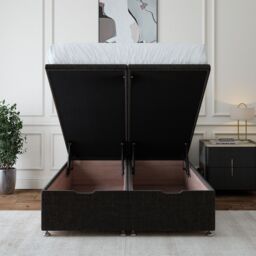 Bedmaster Linen Ottoman Divan Base & Lined Headboard in Charcoal - Size: Super King - thumbnail 4