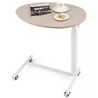 Costway Standing Laptop Table Height Adjustable Rolling Desk with Oval Tabletop in Pink