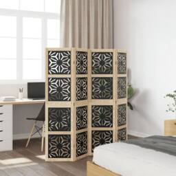 Berkfield Home Room Divider 4 Panels Brown & Black Solid Wood Paulownia - thumbnail 3