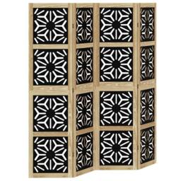 Berkfield Home Room Divider 4 Panels Brown & Black Solid Wood Paulownia - thumbnail 2