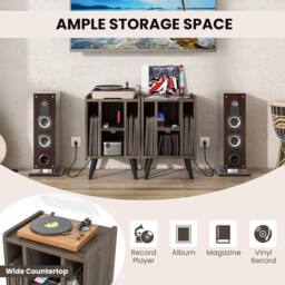 VOGREX Vinyl Record Turntable Storage Stand in Grey - thumbnail 5