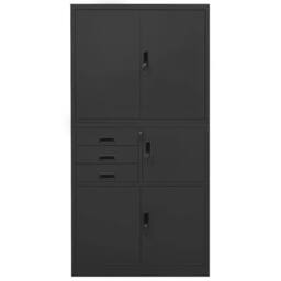 Berkfield Home Office Cabinet Anthracite 90x40x180 cm Steel in Black - Size: 90 x 40 x 180 cm - thumbnail 2