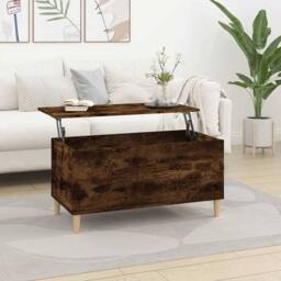 Berkfield Home Coffee Table Smoked Oak 90x44.5x45 cm Engineered Wood in Brown - thumbnail 2