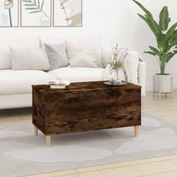 Berkfield Home Coffee Table Smoked Oak 90x44.5x45 cm Engineered Wood in Brown - thumbnail 3