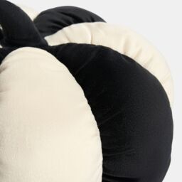 OHS Soft Velvet Stripe Pumpkin Shaped Scatter Cushion Decorative Pillow in White - thumbnail 4