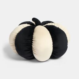 OHS Soft Velvet Stripe Pumpkin Shaped Scatter Cushion Decorative Pillow in White - thumbnail 2