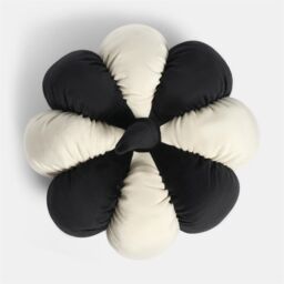 OHS Soft Velvet Stripe Pumpkin Shaped Scatter Cushion Decorative Pillow in White - thumbnail 3