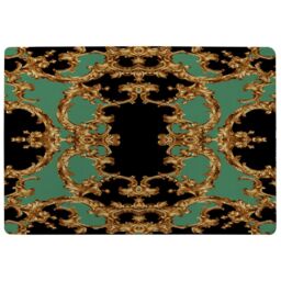 Benjamin Tate Design Black & Green Baroque Rug in Natural - Size: Large - thumbnail 1