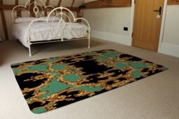 Benjamin Tate Design Black & Green Baroque Rug in Natural - Size: Large - thumbnail 3