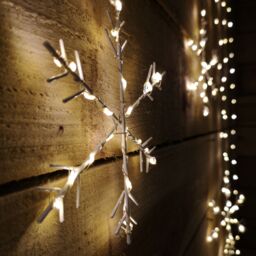 Samuel Alexander 1.2m x 1.2m Light up Snowflake Pin Wire Christmas Curtain Lights with 339 Warm White LEDs in Beige - thumbnail 3
