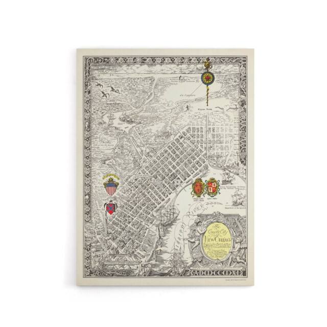 "Artery8 Map Curtis 1930 Creole City New Orleans Canvas Wall Art Print in Beige - Size: W18"" x H24""" - image 1