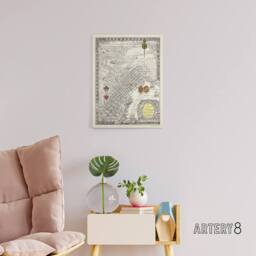 "Artery8 Map Curtis 1930 Creole City New Orleans Canvas Wall Art Print in Beige - Size: W18"" x H24""" - thumbnail 3