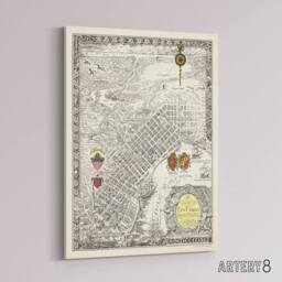 "Artery8 Map Curtis 1930 Creole City New Orleans Canvas Wall Art Print in Beige - Size: W18"" x H24""" - thumbnail 2