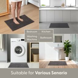 Keplin Non-Slip Microfibre Bath & Toilet Mat, Soft & Comfortable, 40x60cm in Dark Grey - Size: 40 cm x 60 cm - thumbnail 7