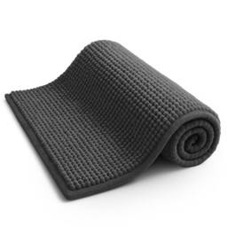 Keplin Non-Slip Microfibre Bath & Toilet Mat, Soft & Comfortable, 40x60cm in Dark Grey - Size: 40 cm x 60 cm - thumbnail 1