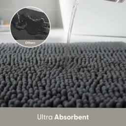 Keplin Non-Slip Microfibre Bath & Toilet Mat, Soft & Comfortable, 40x60cm in Dark Grey - Size: 40 cm x 60 cm - thumbnail 4