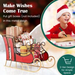 Christmas Santa Sleigh Decoration for Indoor Outdoor With 2-Tier Shelf - thumbnail 3