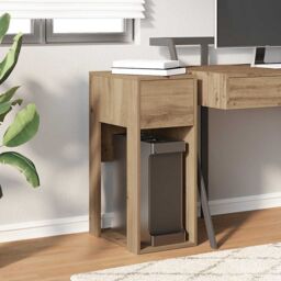 Berkfield Home Computer Tower Stand with Drawer Artisan Oak 30x44x74 cm in Brown - Size: 30 x 44 x 74 cm - thumbnail 3