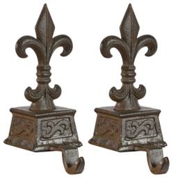 Dibor Set of 2 Antique Brown Fleur de Lys Christmas Stocking Holder - Size: 2 Pack - thumbnail 1