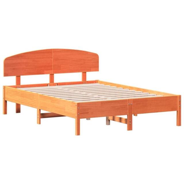 Berkfield Home Beautiful Bed Frame without Mattress Wax Brown 135x190 cm Double - image 1