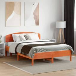 Berkfield Home Beautiful Bed Frame without Mattress Wax Brown 135x190 cm Double - thumbnail 2