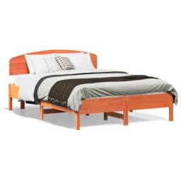 Berkfield Home Beautiful Bed Frame without Mattress Wax Brown 135x190 cm Double - thumbnail 3