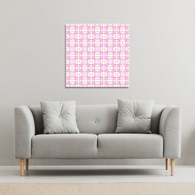 Benjamin Tate Design Pink sublime boho chic summer design (Canvas Print) / 90 x 90 x 4cm in Natural - Size: 90 x 90 x 4 cm - image 1