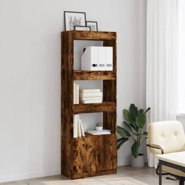Berkfield Home Highboard¬†Smoked Oak 63x33x180 cm Engineered Wood in Brown - Size: 63 x 33 x 180 cm - image 1