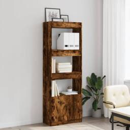 Berkfield Home Highboard¬†Smoked Oak 63x33x180 cm Engineered Wood in Brown - Size: 63 x 33 x 180 cm - thumbnail 1