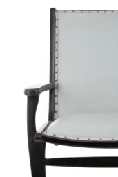 Orsina Grey Leather & Teak Wood Lounge Chair, Modern Accent Chair, Comfy Arm Chair For Outdoor Spaces, Reading Chair - thumbnail 5