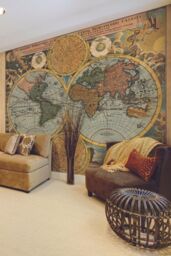 Origin Murals Vintage Map Wall Mural - Size: W350 cm x H280 cm - thumbnail 1