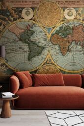 Origin Murals Vintage Map Wall Mural - Size: W350 cm x H280 cm - thumbnail 4
