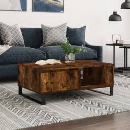 Berkfield Home Coffee Table Smoked Oak 90x60x35 cm Engineered Wood in Brown - Size: 90 x 60 x 35 cm - thumbnail 2