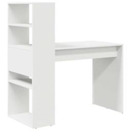 Berkfield Home Elegant Desk with Storage White 113x54x120 cm Engineered Wood - Size: 113 x 54 x 120 cm - thumbnail 7