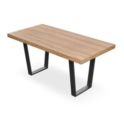 More4Homes Aria Dining Table & Chairs - Oak Effect Table Top w Black Legs + Nova Velvet Dining Chair Set Of 6 in Blue - thumbnail 3