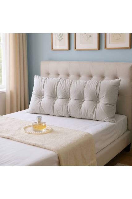 Living and Home Cozy Upholstered Headboard Pillow in Light Grey - Size: Medium - image 1