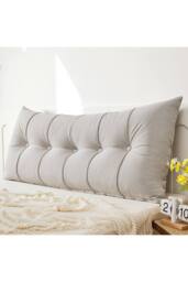 Living and Home Cozy Upholstered Headboard Pillow in Light Grey - Size: Medium - thumbnail 2