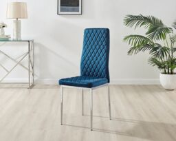 FurnitureboxUK Enna White Glass Extending 4-6 Seater Dining Table & 4 Milan Soft Velvet Chairs in Navy - thumbnail 5