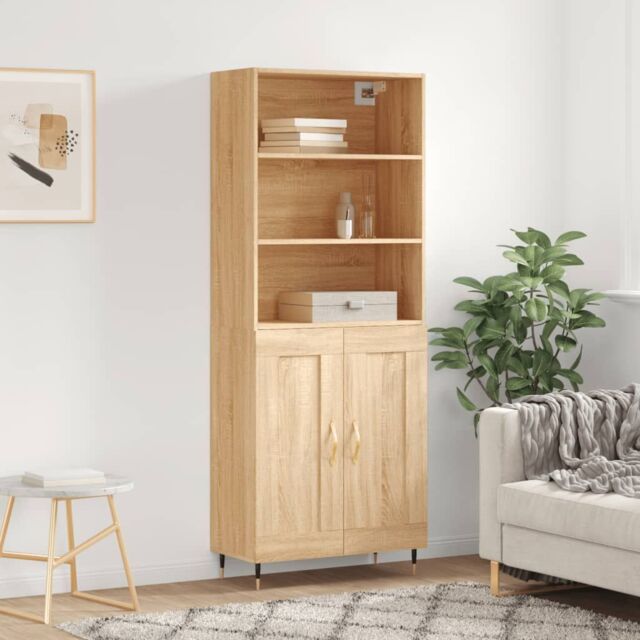 Berkfield Home Highboard Sonoma Oak 69.5x34x180 cm Engineered Wood in Brown - image 1