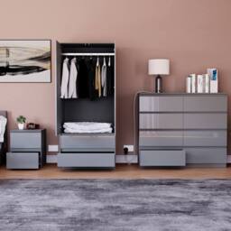 HD Designs Vida Designs Glinton 3 Piece Bedroom Set (2 Drawer Bedside Chest, 8 in Grey - thumbnail 3