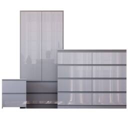 HD Designs Vida Designs Glinton 3 Piece Bedroom Set (2 Drawer Bedside Chest, 8 in Grey - thumbnail 2