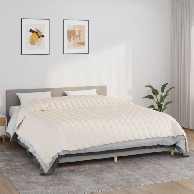 Berkfield Home Weighted Blanket Light Cream 220x260 cm 15 kg Fabric